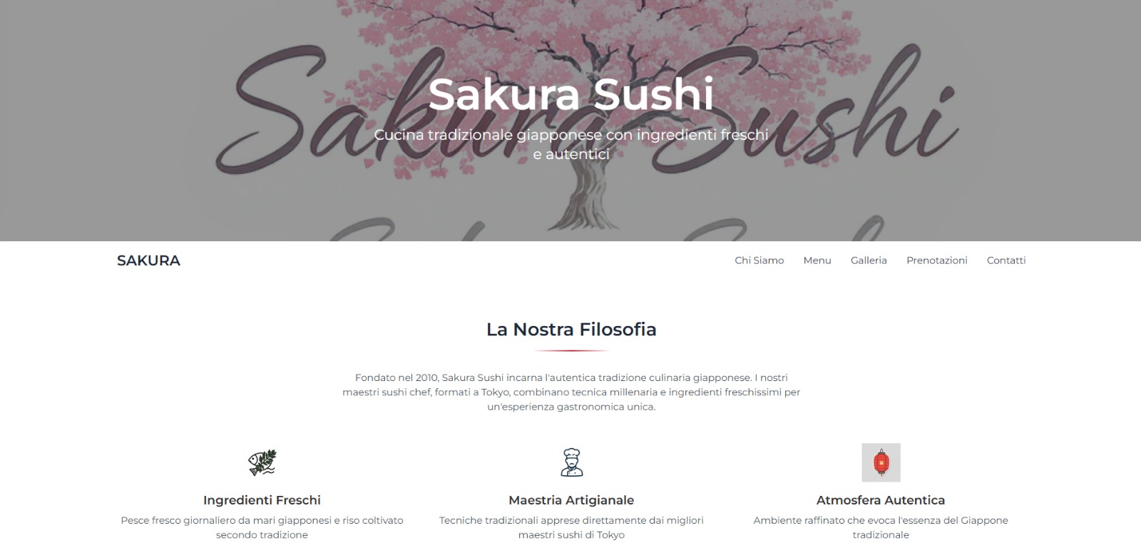 Sito web per un ristorante elegante con menu digitale e fotografie di alta qualità